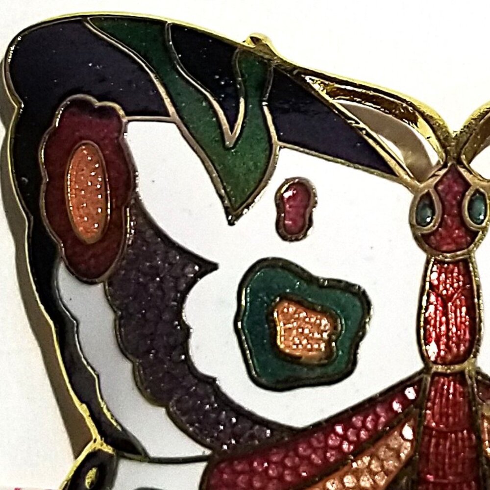 Cloisonné Enamel Butterfly Belt Buckle for Women by Charmant Beverly Hills CA - Picture 7 of 9